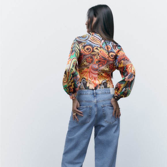 NWT Zara Printed Wrap Top - Picture 7 of 8